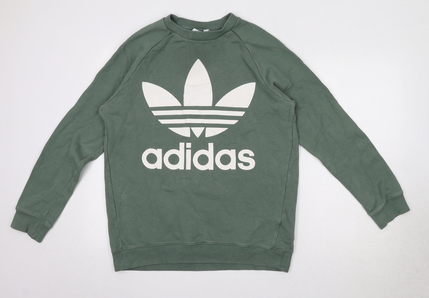 adidas Womens Green Cotton Pullover Sweatshirt Size 10
