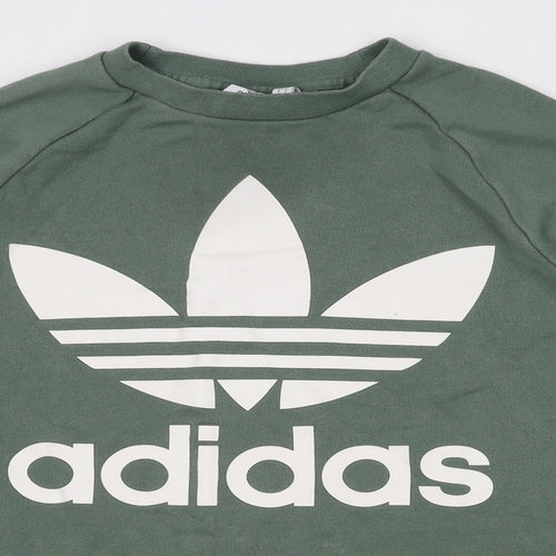 adidas Womens Green Cotton Pullover Sweatshirt Size 10