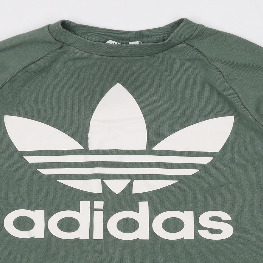 adidas Womens Green Cotton Pullover Sweatshirt Size 10