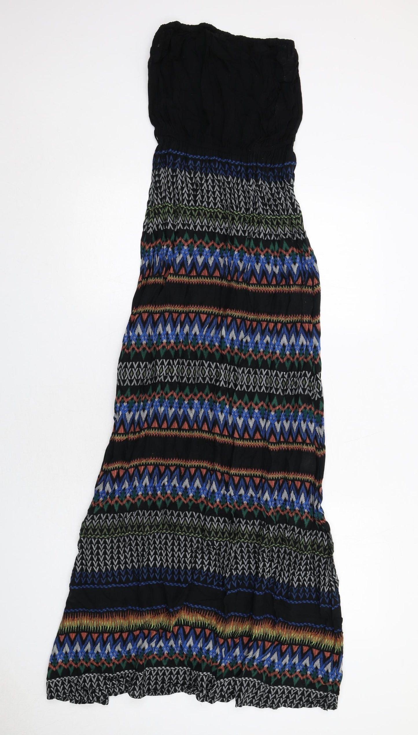 New Look Womens Black Geometric Viscose Maxi Size 8 Square Neck Pullover - Strapless
