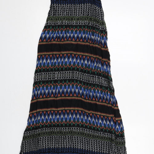 New Look Womens Black Geometric Viscose Maxi Size 8 Square Neck Pullover - Strapless