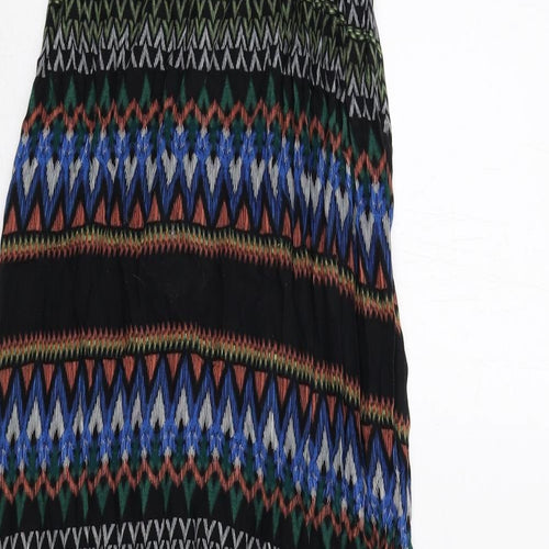 New Look Womens Black Geometric Viscose Maxi Size 8 Square Neck Pullover - Strapless