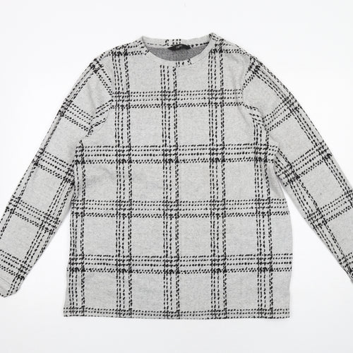 NEXT Womens Grey Plaid Polyester Basic Blouse Size 18 Crew Neck