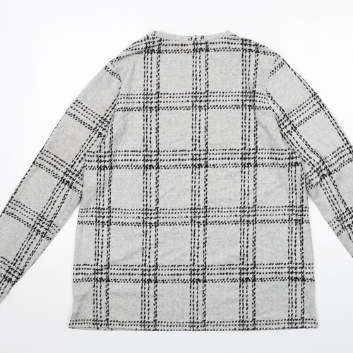 NEXT Womens Grey Plaid Polyester Basic Blouse Size 18 Crew Neck