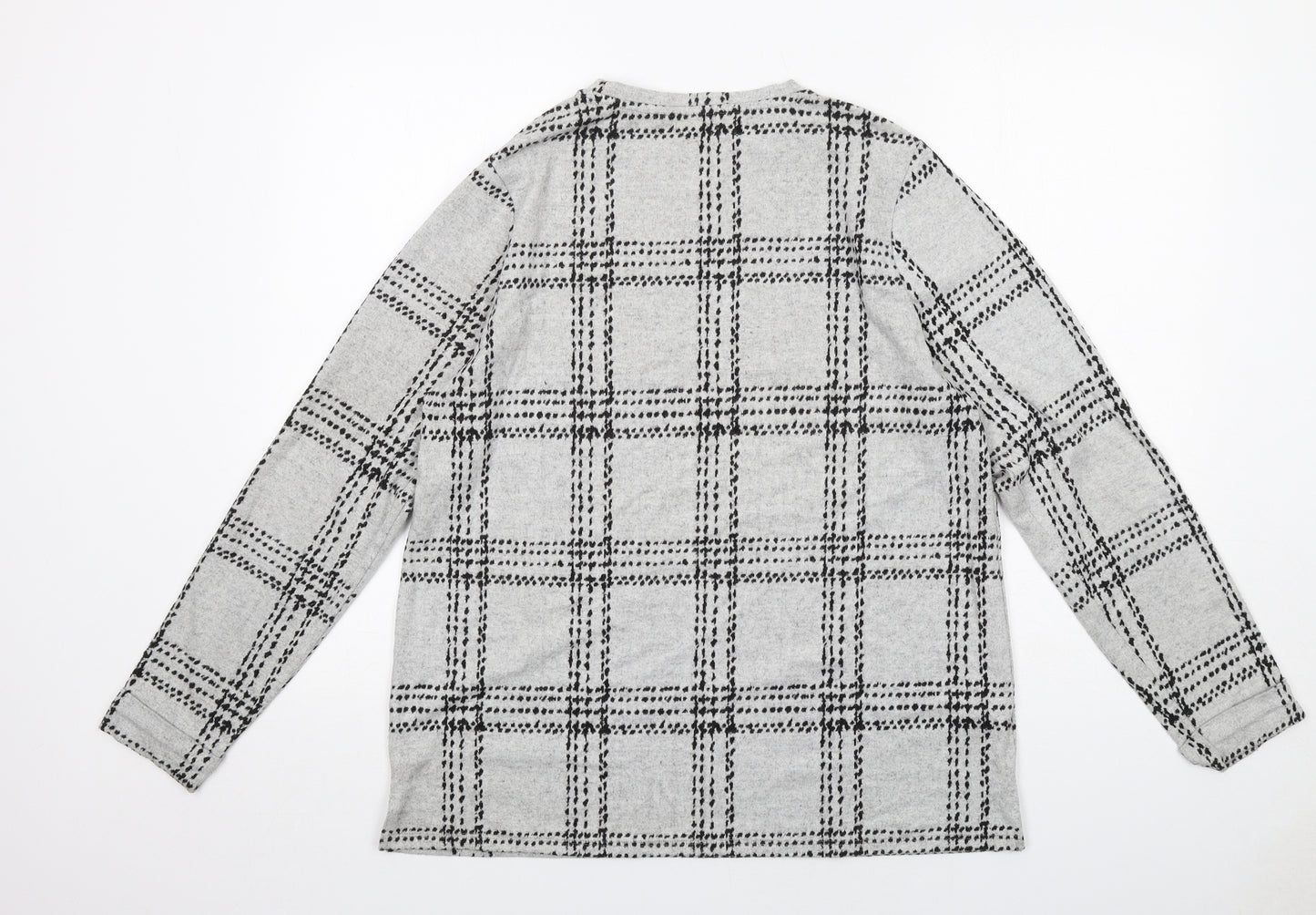 NEXT Womens Grey Plaid Polyester Basic Blouse Size 18 Crew Neck