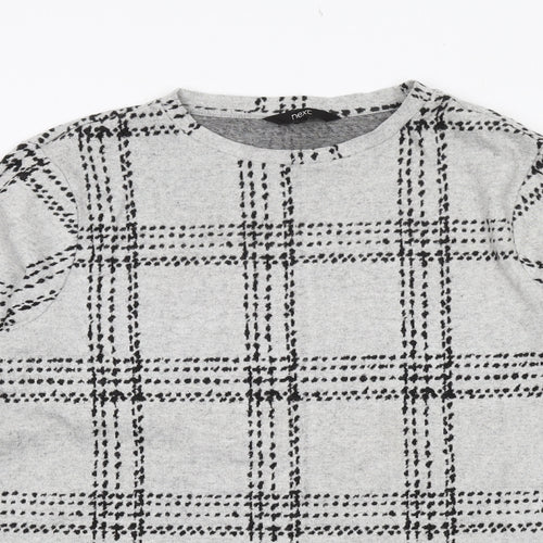 NEXT Womens Grey Plaid Polyester Basic Blouse Size 18 Crew Neck