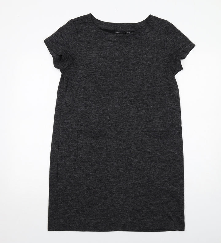 Adrienne Vittadini Womens Grey Polyester T-Shirt Dress Size L Boat Neck Pullover