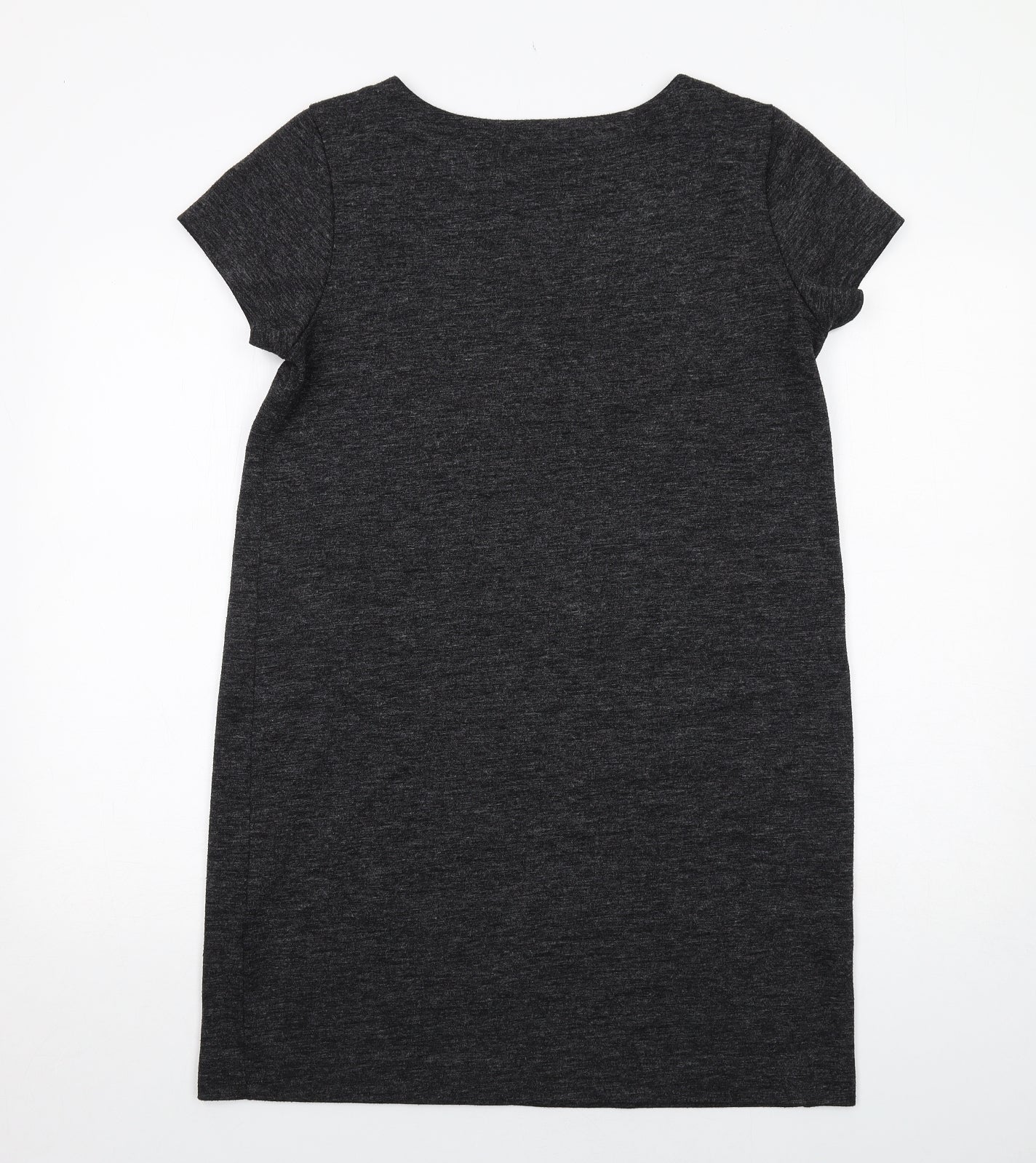 Adrienne Vittadini Womens Grey Polyester T-Shirt Dress Size L Boat Neck Pullover