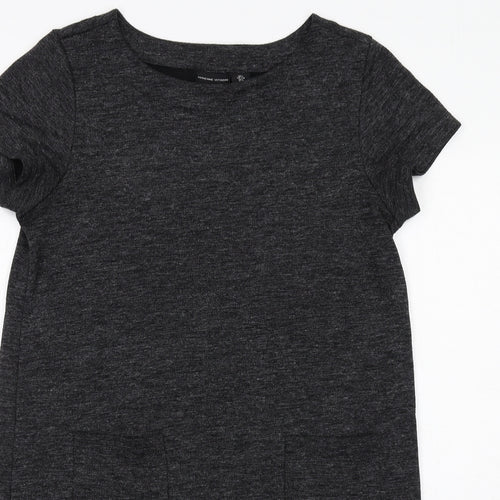 Adrienne Vittadini Womens Grey Polyester T-Shirt Dress Size L Boat Neck Pullover