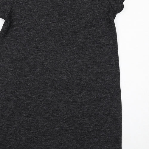 Adrienne Vittadini Womens Grey Polyester T-Shirt Dress Size L Boat Neck Pullover