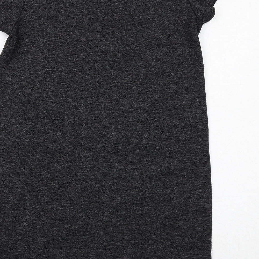 Adrienne Vittadini Womens Grey Polyester T-Shirt Dress Size L Boat Neck Pullover