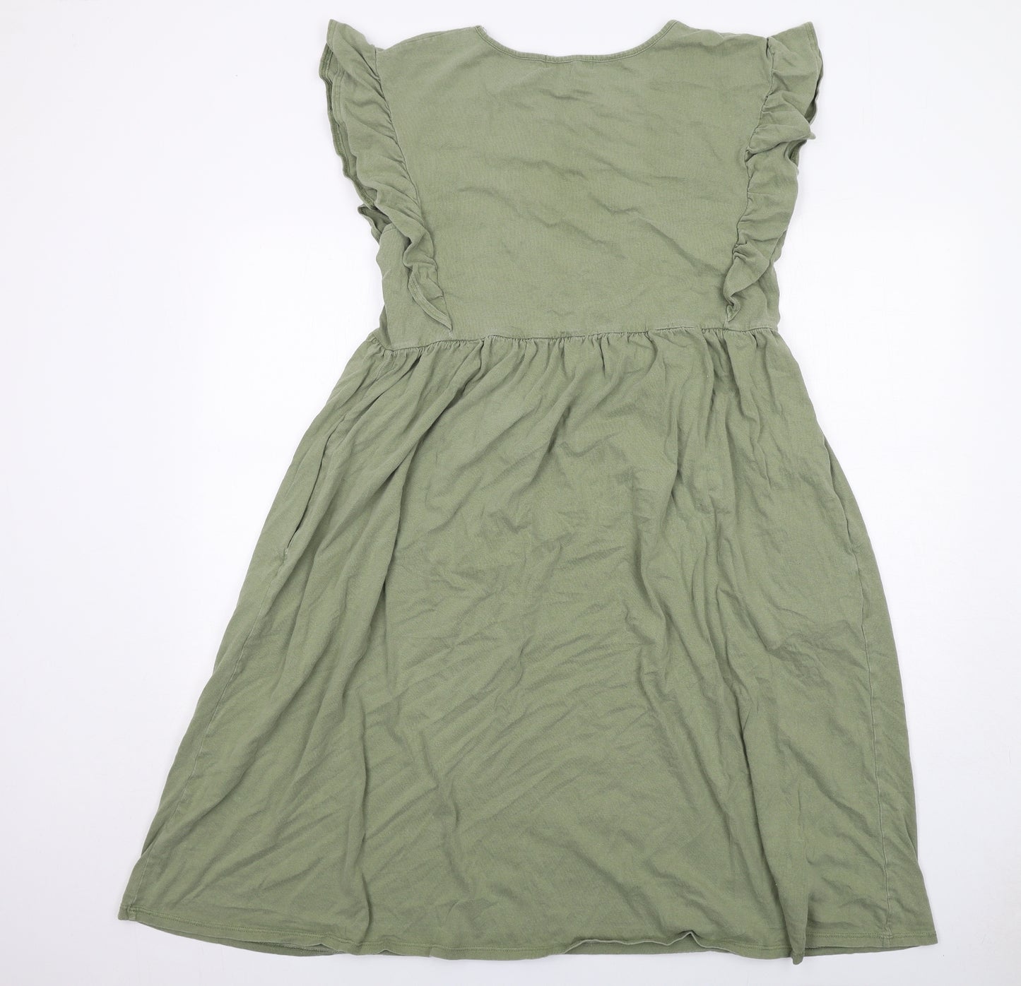 NEXT Womens Green Cotton A-Line Size 16 Round Neck Pullover