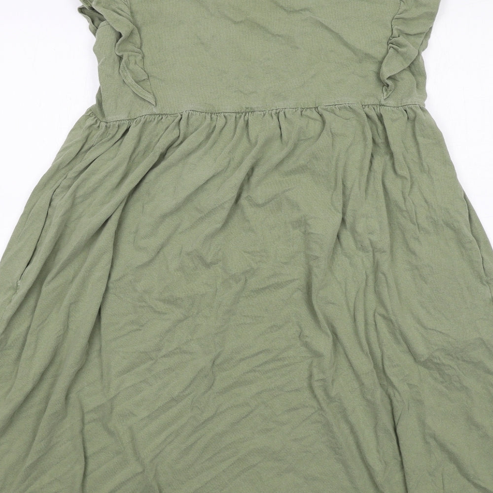 NEXT Womens Green Cotton A-Line Size 16 Round Neck Pullover