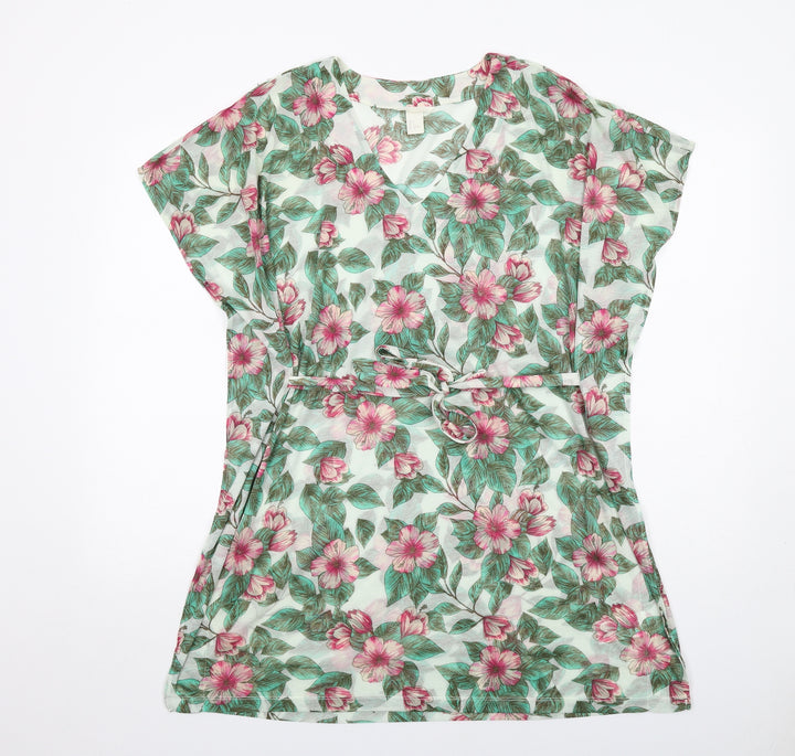 H&M Womens Multicoloured Floral Polyester Mini Size S V-Neck Pullover
