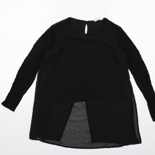 H&M Girls Black Polyester Basic Blouse Size 12-13 Years Round Neck Buckle