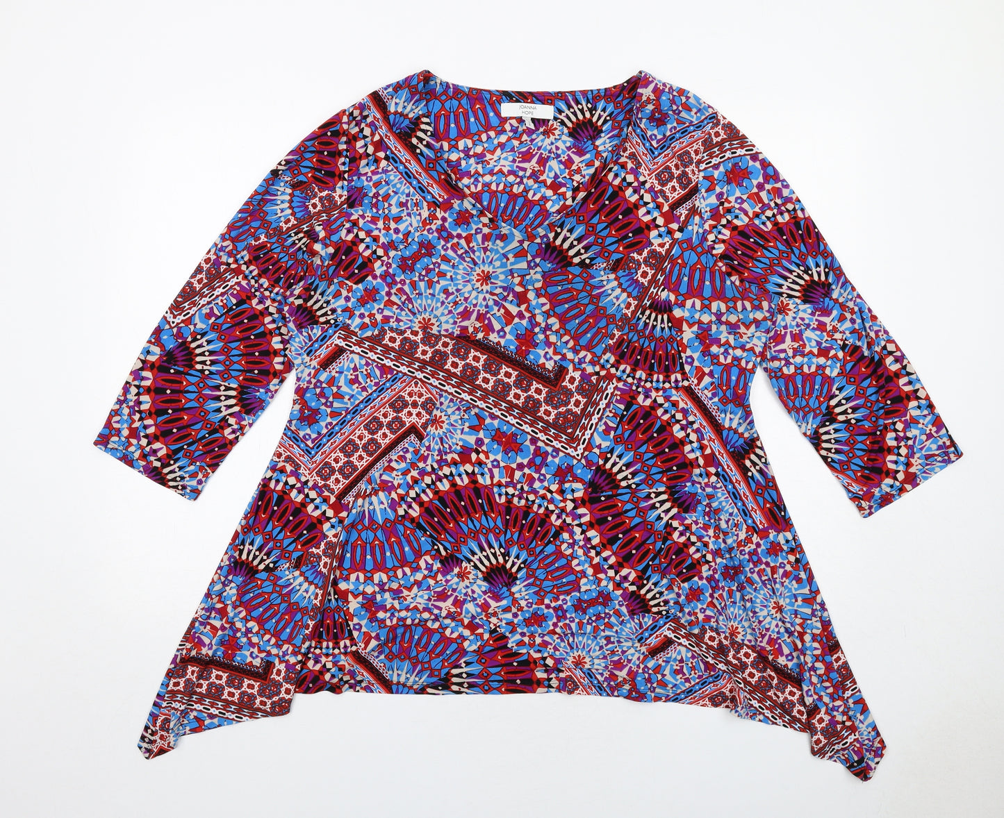 Joanna Hope Womens Multicoloured Geometric Polyester Tunic Blouse Size 16 V-Neck - Asymmetric