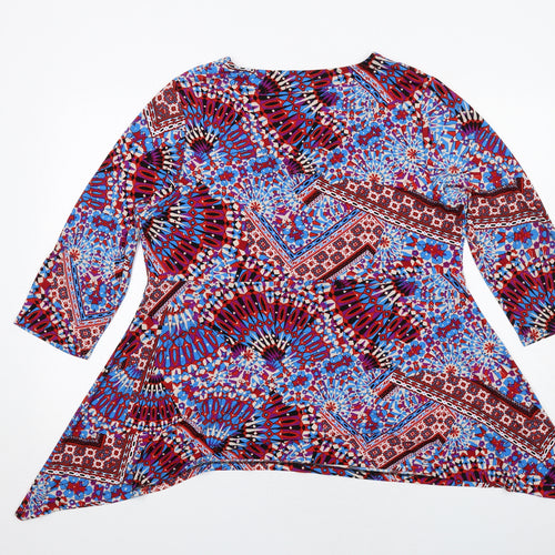 Joanna Hope Womens Multicoloured Geometric Polyester Tunic Blouse Size 16 V-Neck - Asymmetric