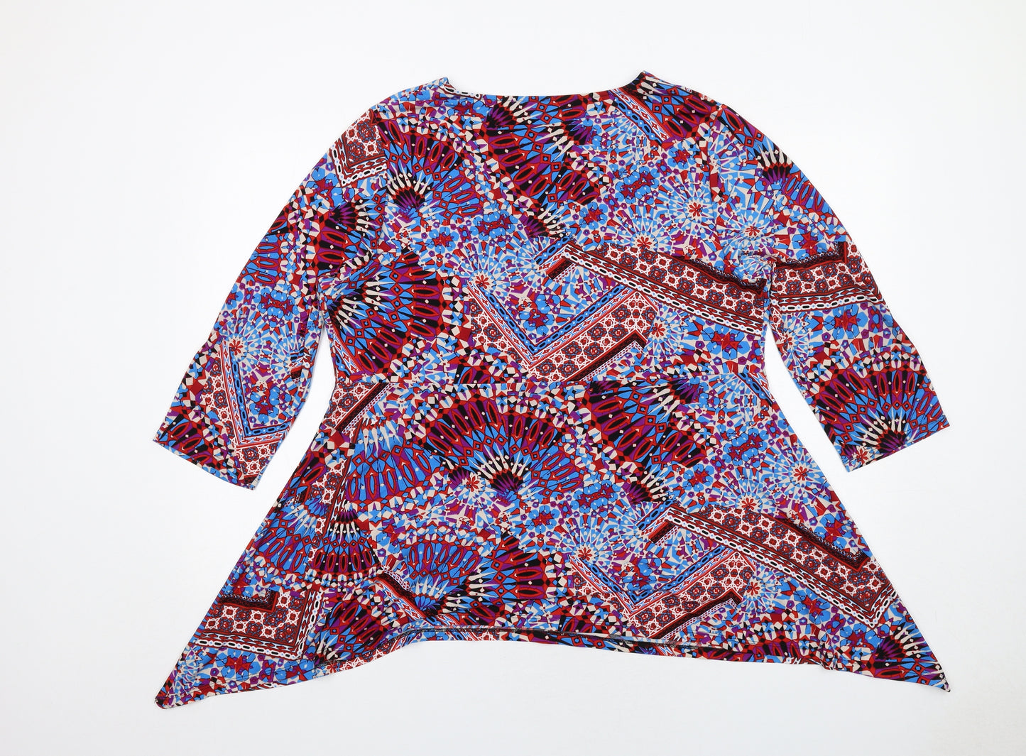 Joanna Hope Womens Multicoloured Geometric Polyester Tunic Blouse Size 16 V-Neck - Asymmetric