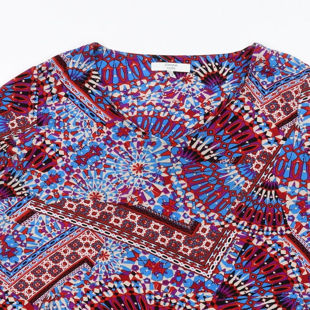 Joanna Hope Womens Multicoloured Geometric Polyester Tunic Blouse Size 16 V-Neck - Asymmetric