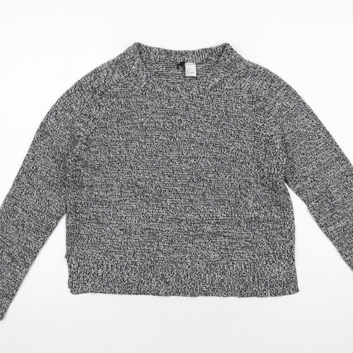 H&M Womens Grey Round Neck Acrylic Pullover Jumper Size S