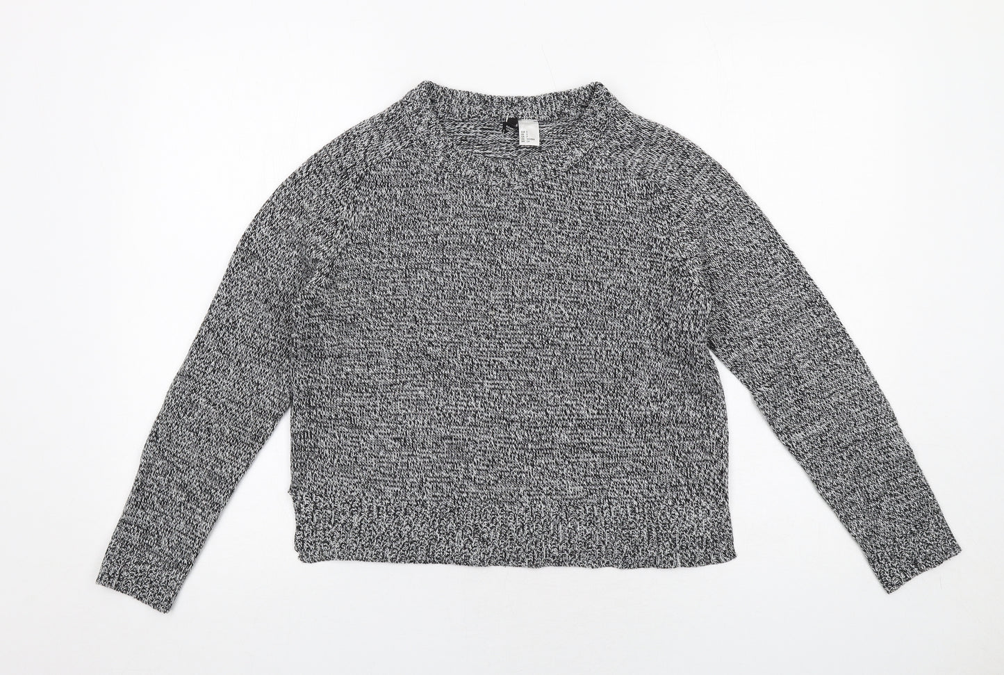 H&M Womens Grey Round Neck Acrylic Pullover Jumper Size S