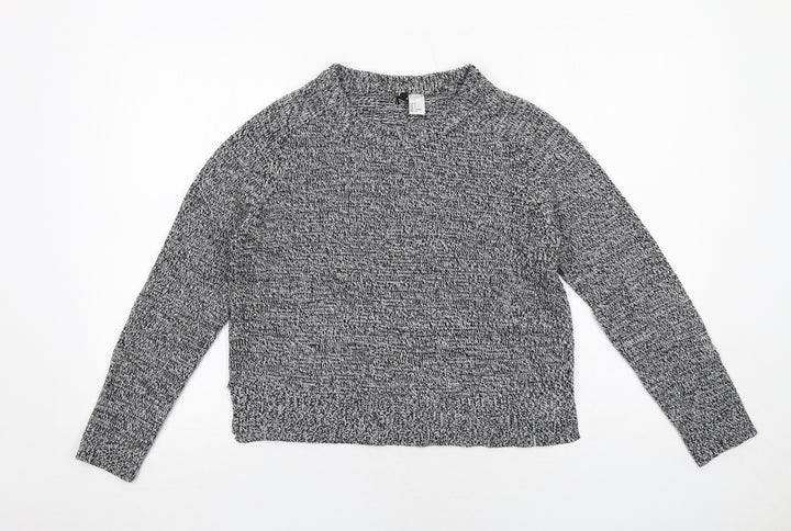 H&M Womens Grey Round Neck Acrylic Pullover Jumper Size S