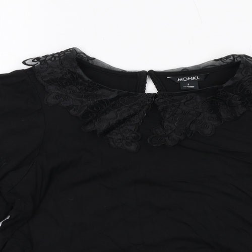 Monki Womens Black Cotton Basic Blouse Size S Collared - Peplum