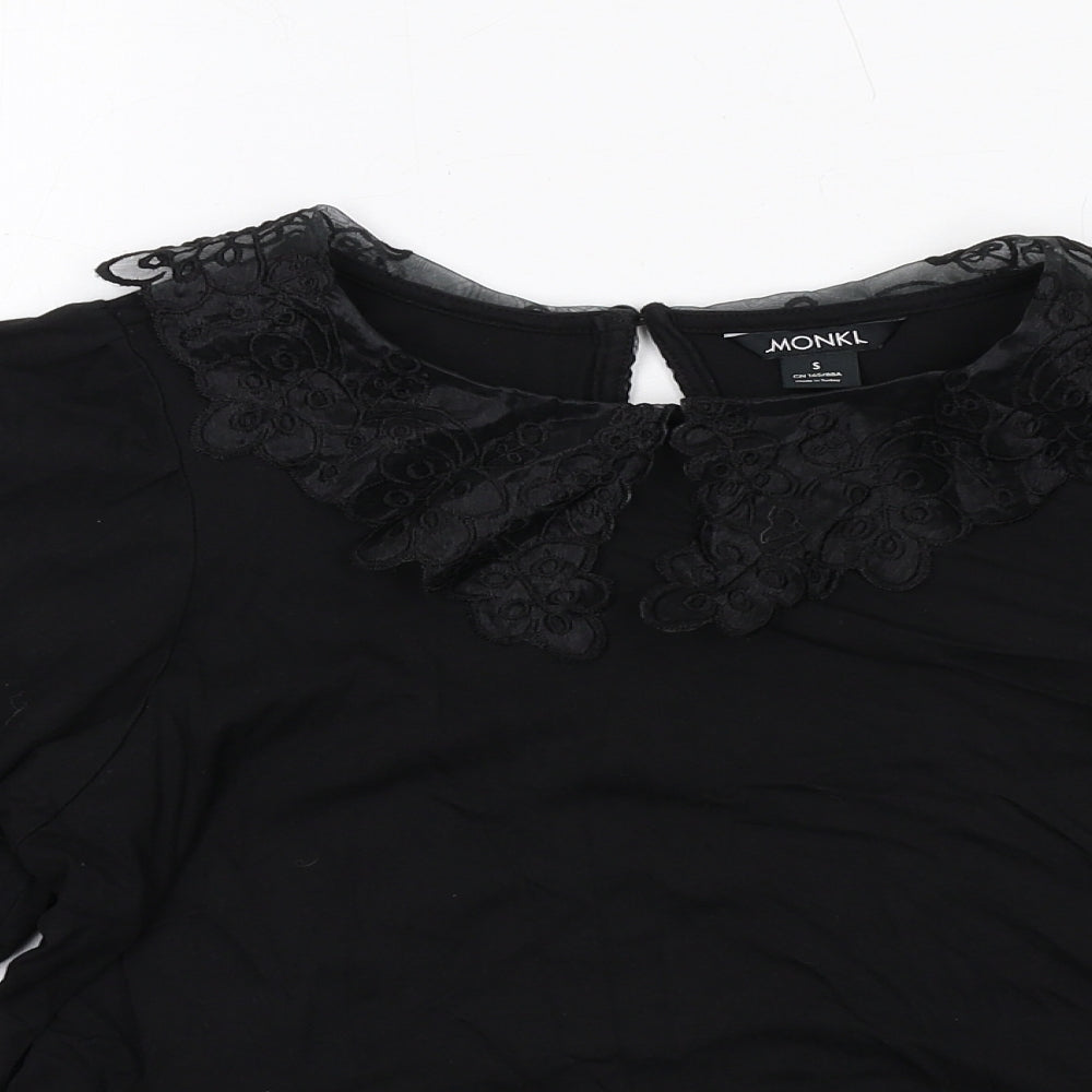 Monki Womens Black Cotton Basic Blouse Size S Collared - Peplum