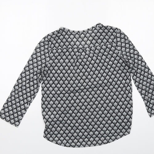 H&M Womens Grey Geometric Polyester Basic Blouse Size S V-Neck