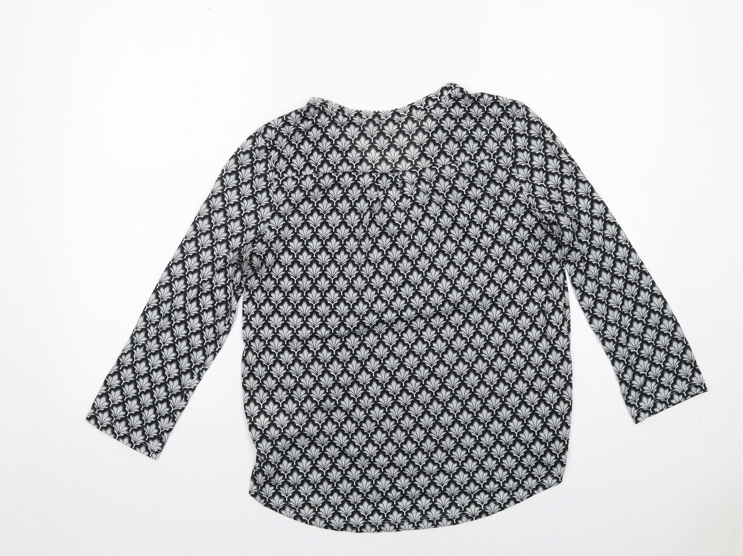 H&M Womens Grey Geometric Polyester Basic Blouse Size S V-Neck