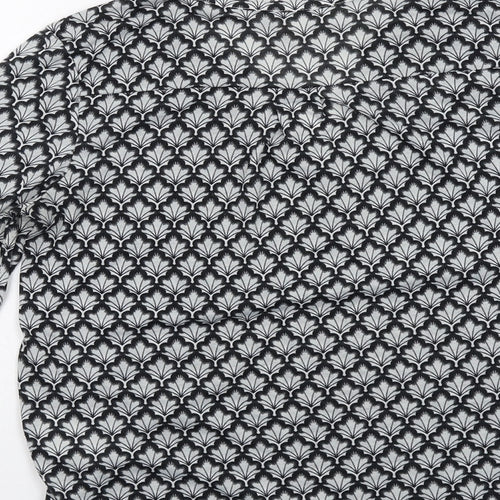 H&M Womens Grey Geometric Polyester Basic Blouse Size S V-Neck
