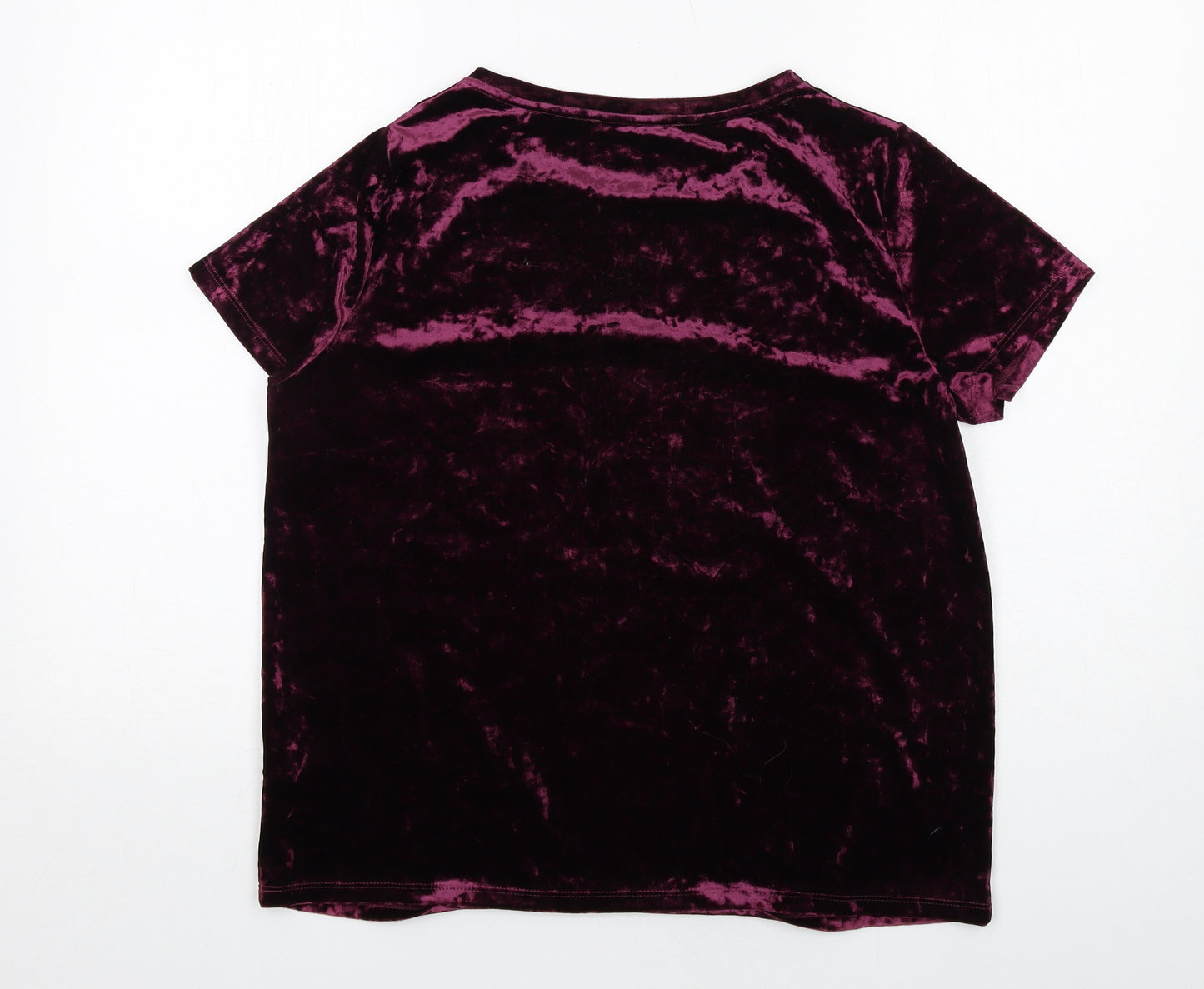 Marks and Spencer Womens Purple Polyester Basic T-Shirt Size 14 Boat Neck