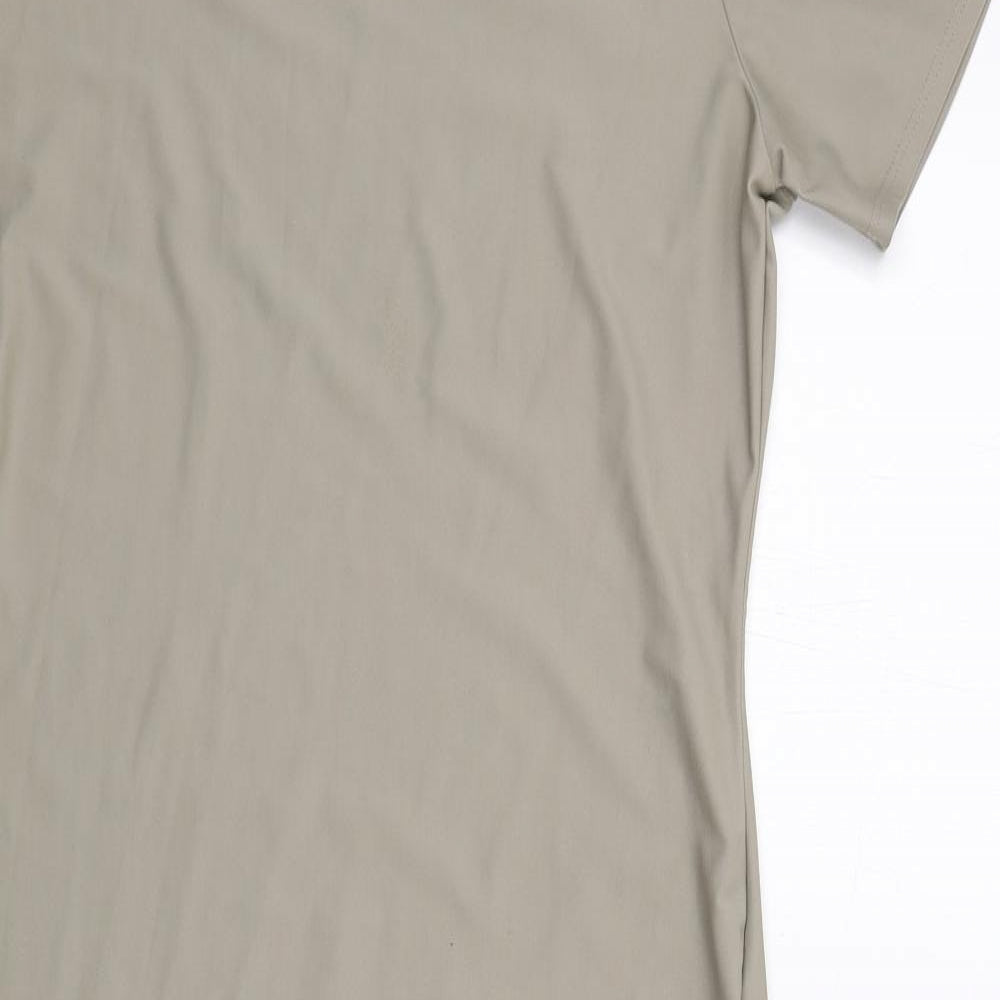 PRETTYLITTLETHING Womens Beige Polyester T-Shirt Dress Size 14 Round Neck Pullover