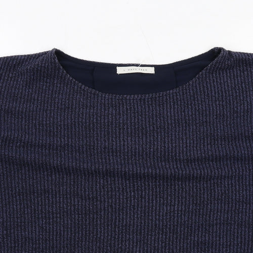 Lowrys Farm Womens Blue Polyester Basic Blouse Size L Boat Neck - Layered