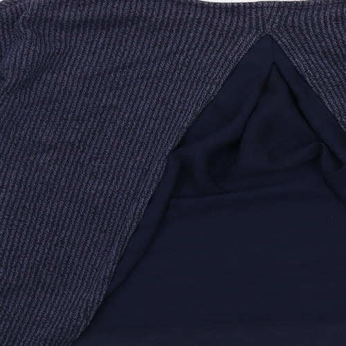Lowrys Farm Womens Blue Polyester Basic Blouse Size L Boat Neck - Layered