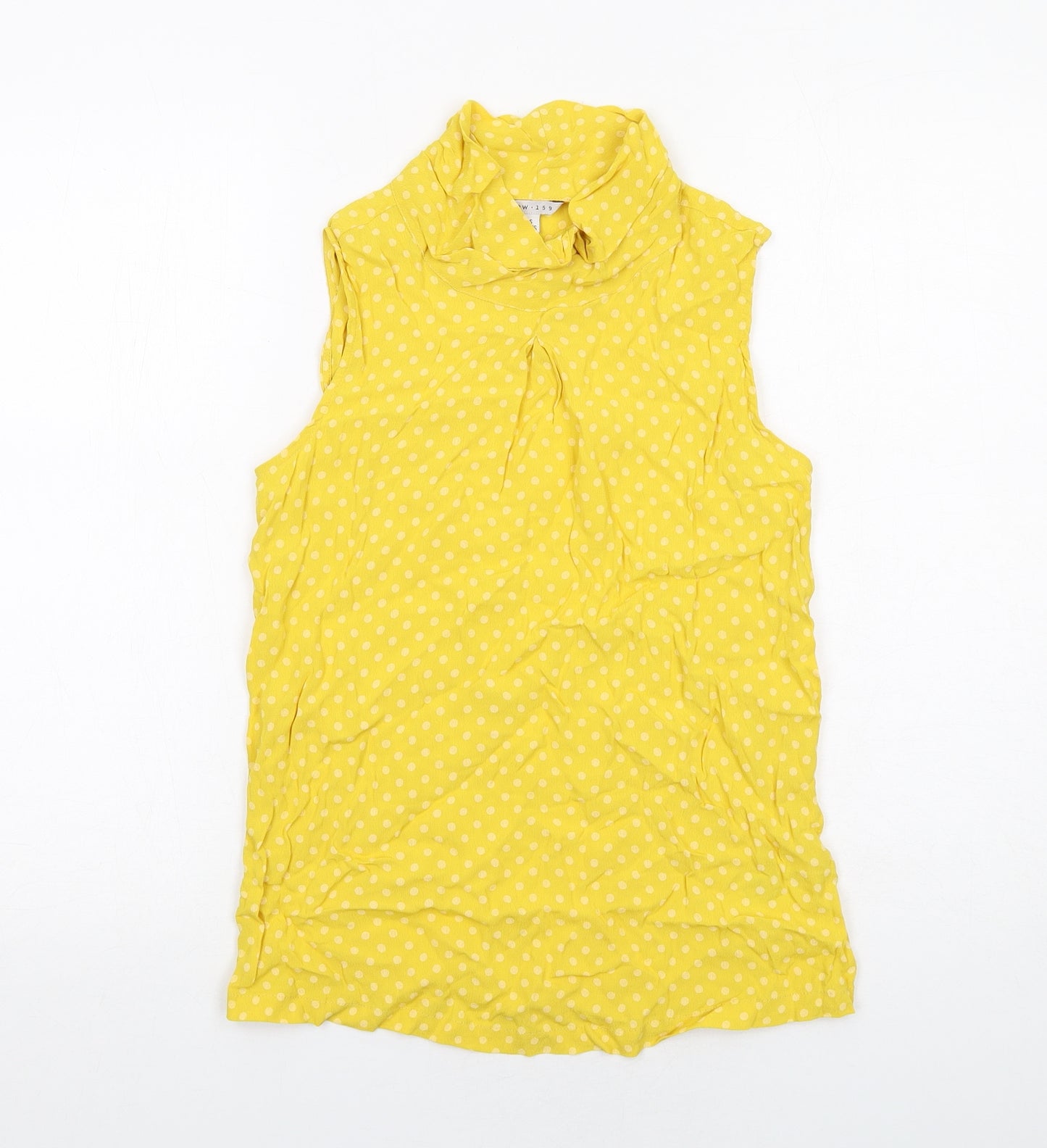 KEW Womens Yellow Polka Dot Viscose Basic Blouse Size 10 High Neck