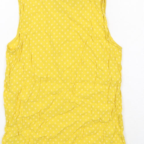 KEW Womens Yellow Polka Dot Viscose Basic Blouse Size 10 High Neck