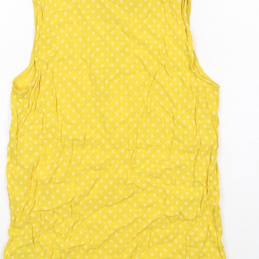 KEW Womens Yellow Polka Dot Viscose Basic Blouse Size 10 High Neck