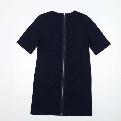Gap Womens Blue Polyester Shift Size 6 Round Neck Zip