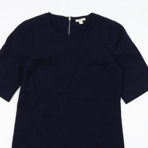 Gap Womens Blue Polyester Shift Size 6 Round Neck Zip