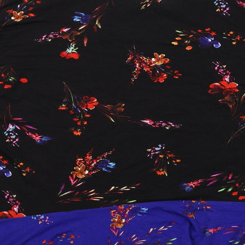 Phase Eight Womens Black Floral Viscose Basic Blouse Size 12 Boat Neck