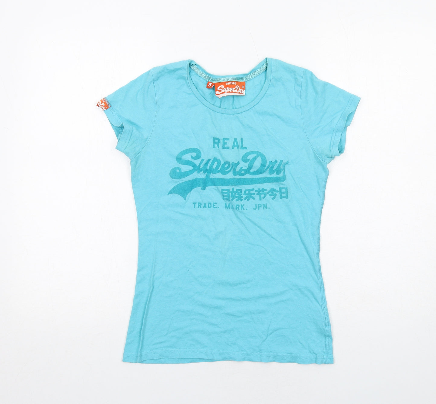 Superdry Womens Blue Cotton Basic T-Shirt Size S Crew Neck