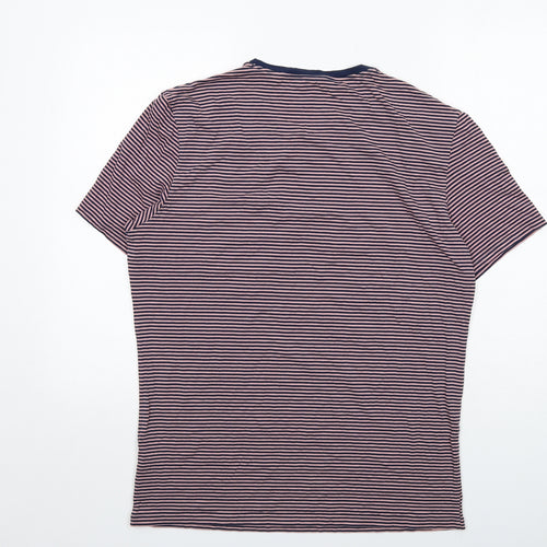 Autograph Mens Pink Striped Cotton T-Shirt Size XL Round Neck