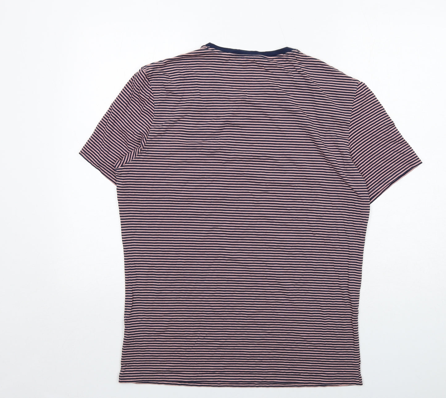 Autograph Mens Pink Striped Cotton T-Shirt Size XL Round Neck