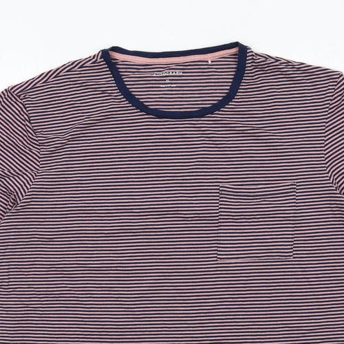 Autograph Mens Pink Striped Cotton T-Shirt Size XL Round Neck