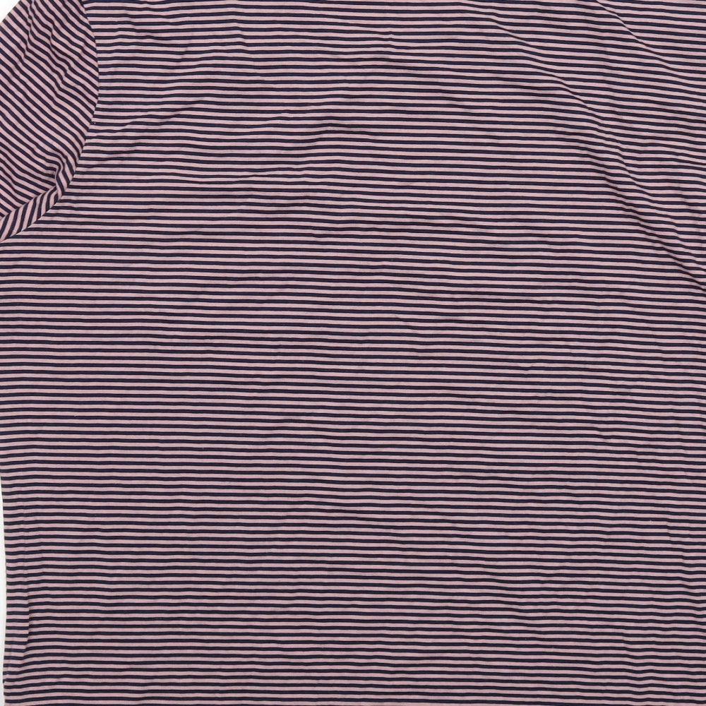 Autograph Mens Pink Striped Cotton T-Shirt Size XL Round Neck