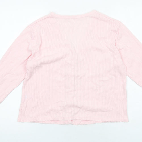Marks and Spencer Womens Pink V-Neck Cotton Cardigan Jumper Size 12
