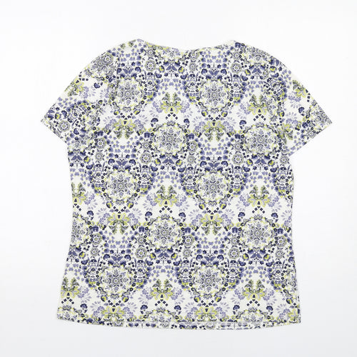 Profile Womens Multicoloured Floral Cotton Basic T-Shirt Size 10 Scoop Neck