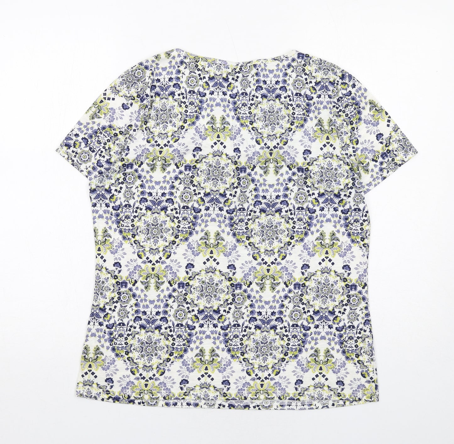 Profile Womens Multicoloured Floral Cotton Basic T-Shirt Size 10 Scoop Neck