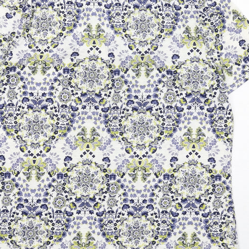 Profile Womens Multicoloured Floral Cotton Basic T-Shirt Size 10 Scoop Neck